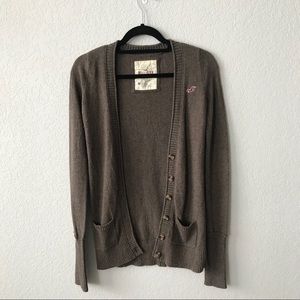 Hollister Brown Cardigan with Pockets
